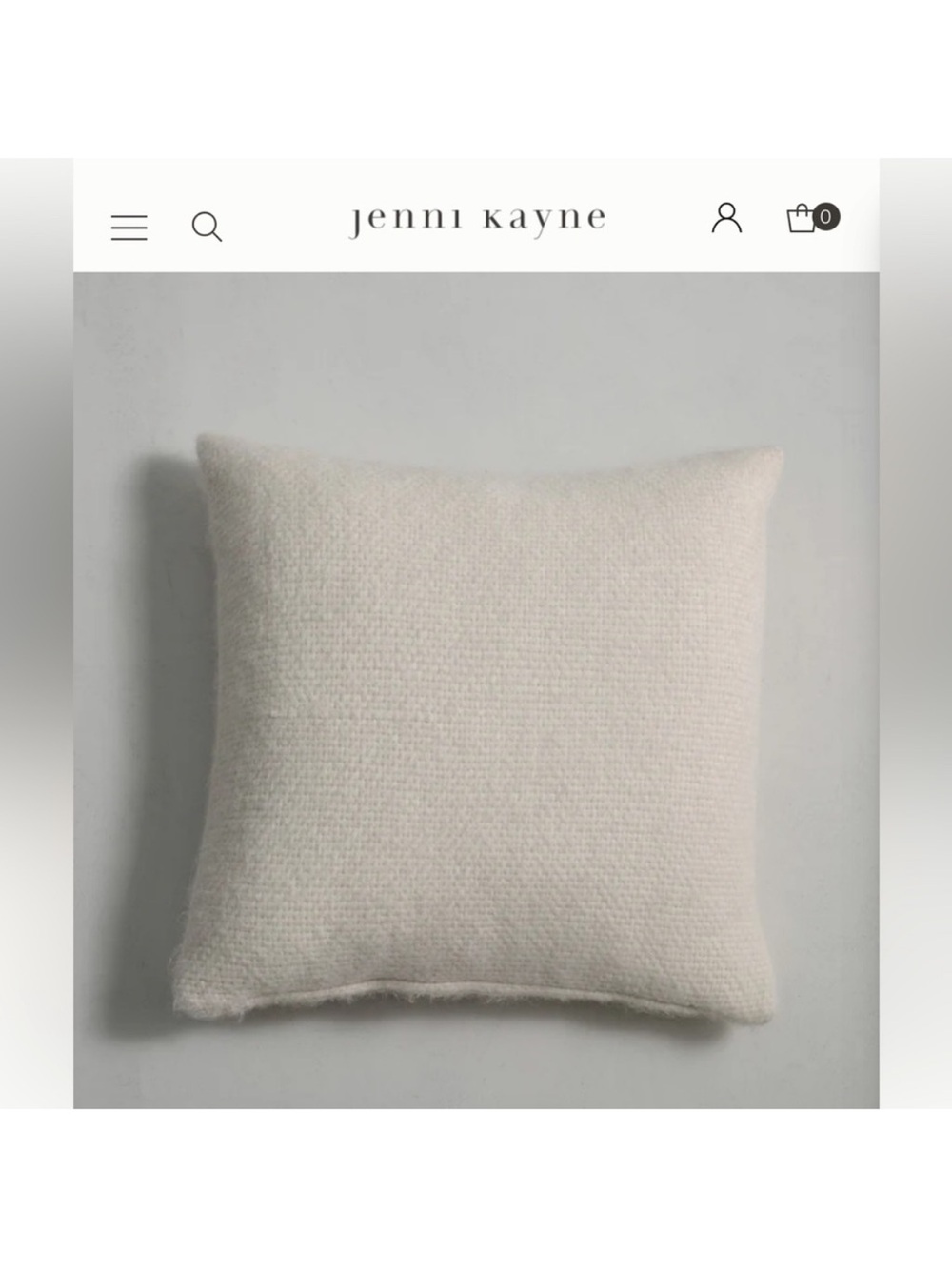 Jenni Kayne Alpaca Basketweave Pillow Cover Ivory 24x24 Superfine Alpaca Peru